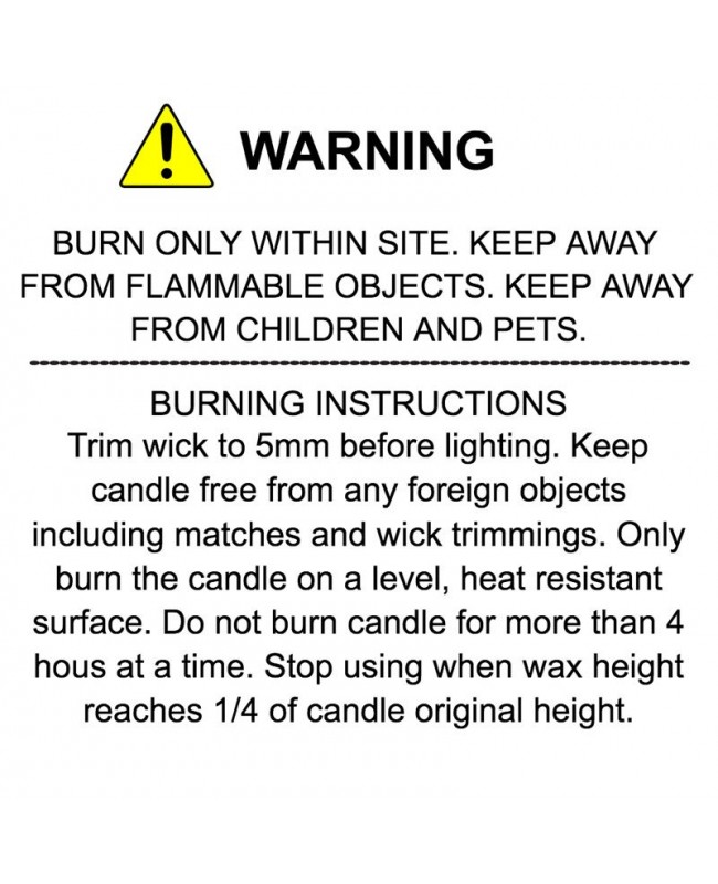 Warning Labels for Container Candles or Wax Melts
