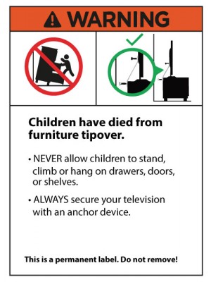 Furniture Topple Warning stickers Category 2