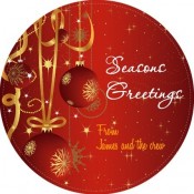 Christmas Red Circle Wine Label