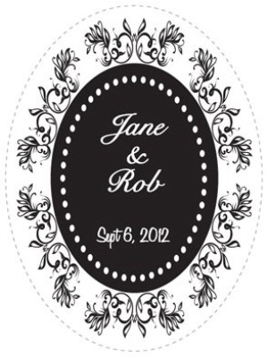 Classic Fleur Oval Wine Label