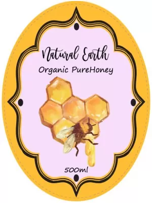 Natural Organic Honey Oval Label