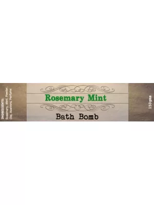 Rosemary Mint Bath Bomb Wrap Around Label