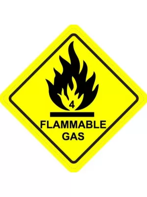 Flammable Gas Diamond Warning Sign Sticker